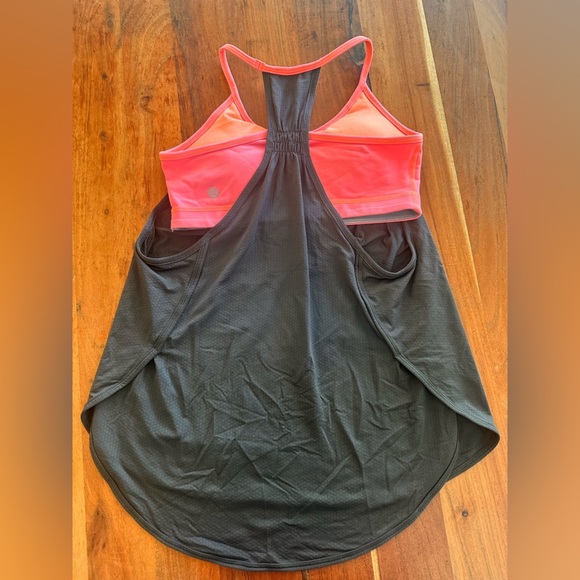 lululemon athletica Pink and Charcoal Gray Tuck Me In Tank Top - Picture 2 of 4